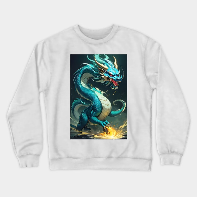 Asian green dragon Crewneck Sweatshirt by Spaceboyishere